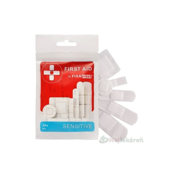 FIXAplast FIRST AID SENSITIVE textilná náplasť MIX 24 ks