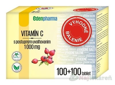 EDENPharma VITAMÍN C 1000 mg výhodné balenie 100 + 100 tabliet