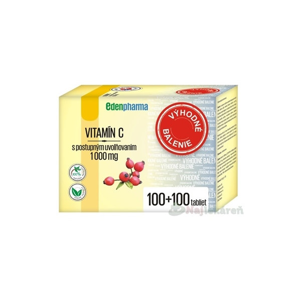 EDENPharma VITAMÍN C 1000 mg výhodné balenie 100 + 100 tabliet