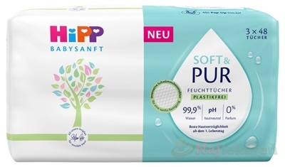HiPP BABYSANFT SOFT & PUR Čistiace vlhčené obrúsky 3x48 ks kúpite na Najlekaren.eu