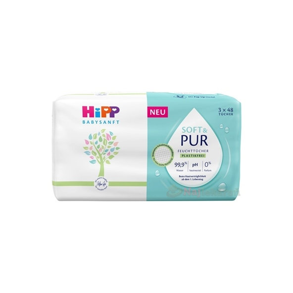 HiPP BABYSANFT SOFT & PUR Čistiace vlhčené obrúsky 3x48 ks