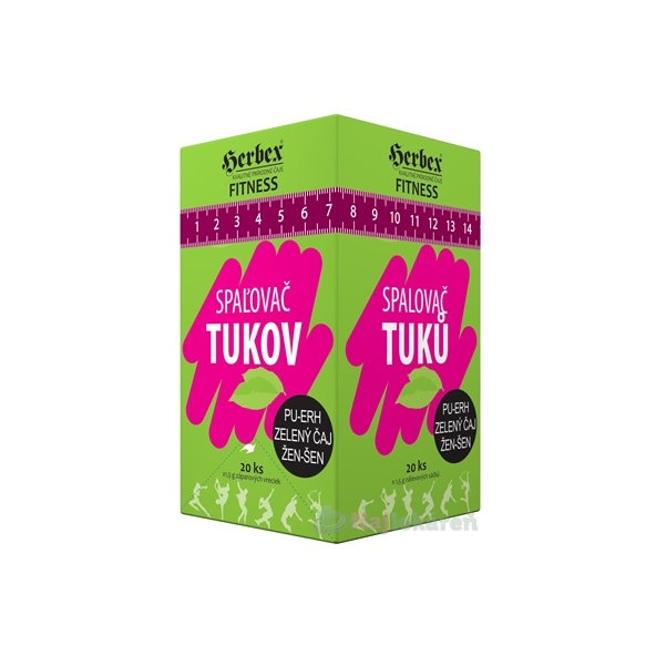 HERBEX Fitness SPAĽOVAČ TUKOV pu-erh, zelený čaj, žen-šen, čaj 20x1,5 g