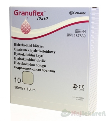 GRANUFLEX hydrokoloidný obväz 10x10 cm 10 ks