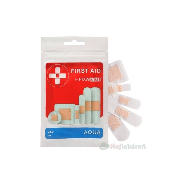 FIXAplast FIRST AID AQUA vodeodolná náplasť MIX 24 ks
