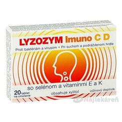 LYZOZYM IMUNO C D SO SELÉNOM A VITAMÍNMI E a K na cmúľanie 20 ks