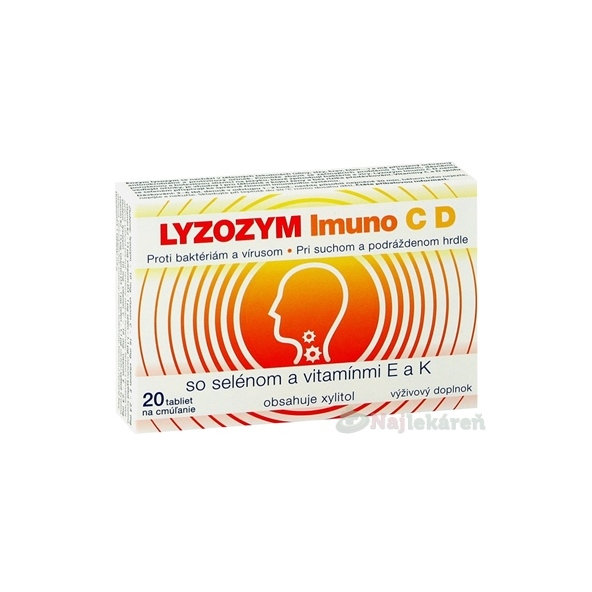LYZOZYM IMUNO C D SO SELÉNOM A VITAMÍNMI E a K na cmúľanie 20 ks