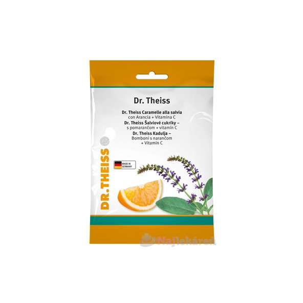 Dr. Theiss Šalviové cukríky pomaranč a vitamín C 75 g