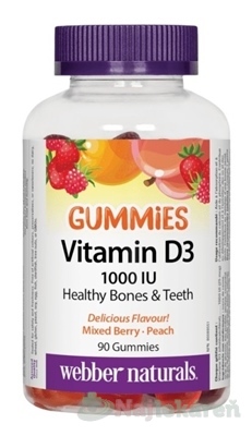 Webber Naturals Vitamín D3 1000 IU Gummies 90 želé tabliet