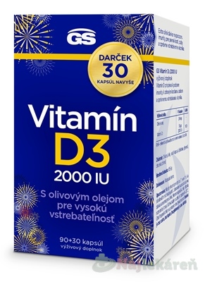 GS Vitamín D3 2000 IU Darček 90 + 30 kapsúl kúpite na Najlekaren.eu