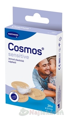 Cosmos Sensitive jemná elastická okrúhla náplasť na rany priemer 22 mm 20 ks