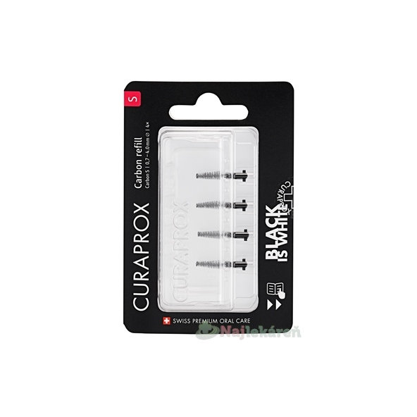 CURAPROX CPS Black Is White medzizubné kefky bez držiaka, veľkosť S 4 ks