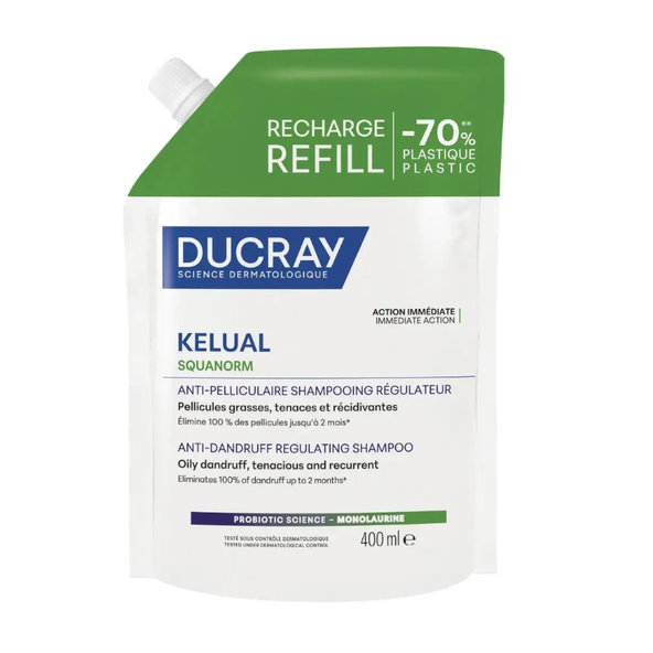 DUCRAY Kelual Squanorm šampón proti mastným lupinám náhradná náplň 400ml