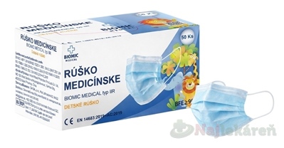 E-shop BIOMIC RÚŠKO medicínske detské typ IIR modré 50 ks