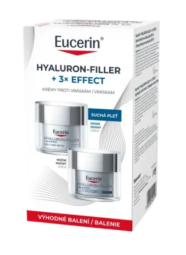 Eucerin HYALURON-FILLER+3xEFFECT DUO SPF 15 denný + nočný krém 2x50ml