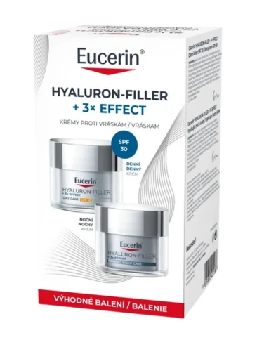 Eucerin HYALURON-FILLER+3xEFFECT DUO SPF 30 denný + nočný krém 2x50ml