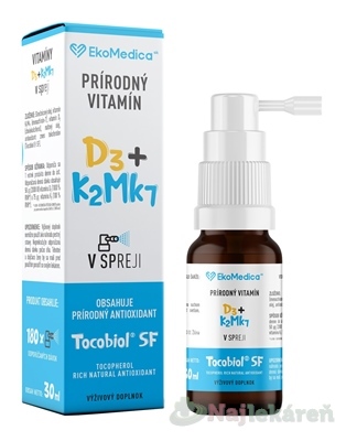 EkoMedica SK Prírodný Vitamín D3 Junior sprej citrón 30 ml