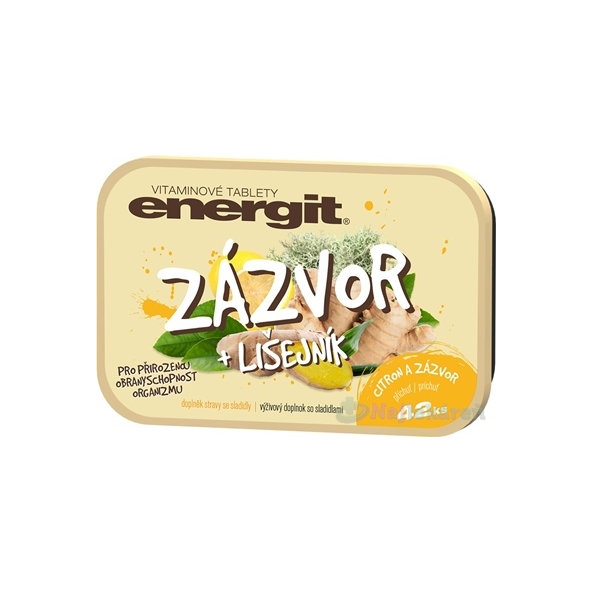 energit ZÁZVOR + LIŠAJNÍK vitamínové tablety s príchuťou citrón a zázvor 42tbl