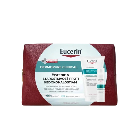 Eucerin Vianočná taška DERMOPURE CLINICAL Exfoliačný čistiaci gél + Fluid