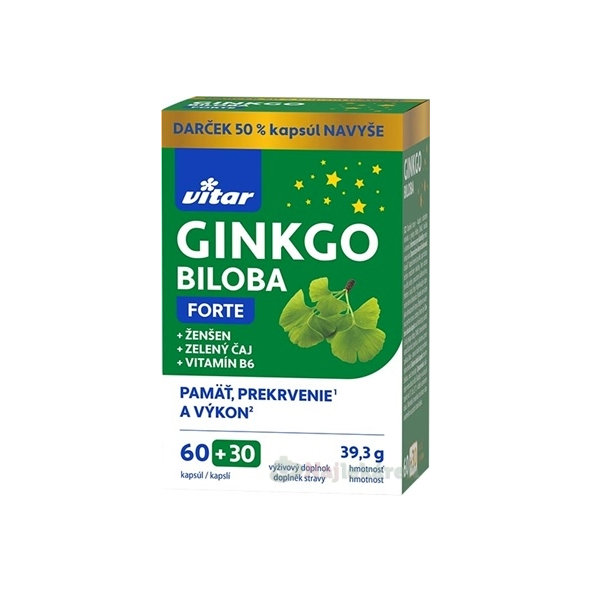 VITAR Ginkgo Biloba FORTE 60+30 kapsúl
