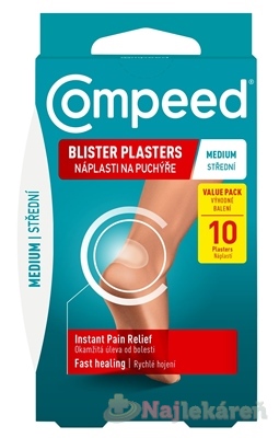Compeed NÁPLASŤ na pľuzgiere na nohách STREDNÁ 10ks kúpite na Najlekaren.eu