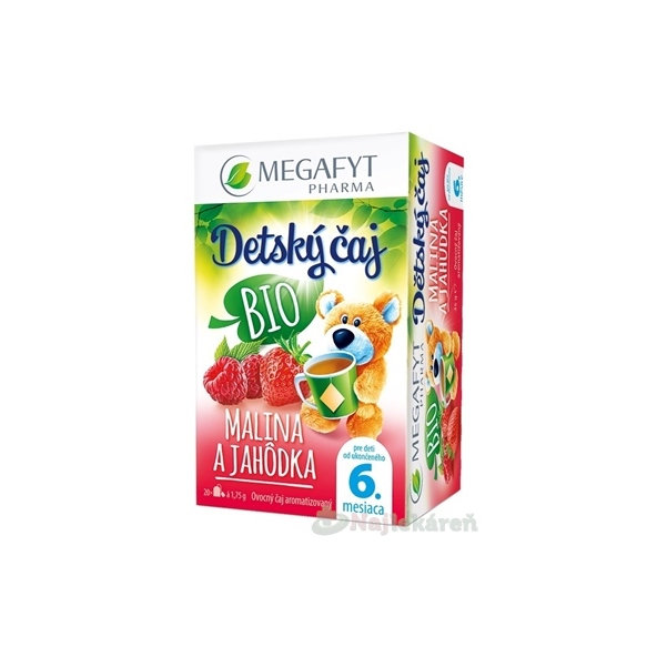 MEGAFYT detský čaj BIO malina a jahôdka 6m+ 20x1,75g