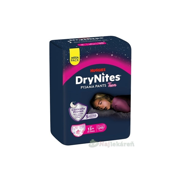 HUGGIES DryNites XL dievčatá 13+ MEGA 48–60 kg  20 ks