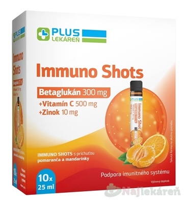 Plus Lekáreň Immuno Shots ampulky pomaranč a mandarínka 10 x 25 ml