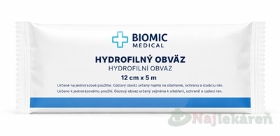 BIOMIC Obväz hydrofilný sterilný 12 cm x 5 m