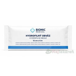 BIOMIC Obväz hydrofilný sterilný 12 cm x 5 m
