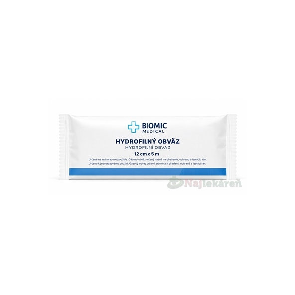 BIOMIC Obväz hydrofilný sterilný 12 cm x 5 m