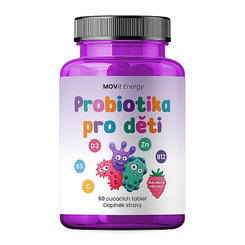 MOVit Energy Probiotiká pre deti s vitamínmi 60 cmúľacích tabletiek