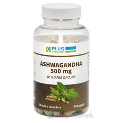 PLUS Lekáreň ASHWAGANDHA 500mg Withania opojná 90 kapsúl