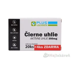 PLUS LEKÁREŇ ČIERNE UHLIE 350MG 24TBL