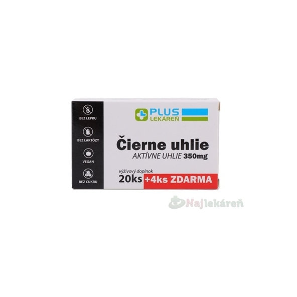 PLUS LEKÁREŇ ČIERNE UHLIE 350MG 24TBL