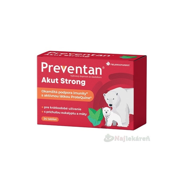 PREVENTAN Akut Strong s príchuťou eukalyptu a mäty 24 tabliet