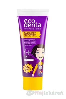 EcoDenta For Kids Raspberry Kaké Maké zubná pasta 0–12 rokov 75 ml kúpite na Najlekaren.eu