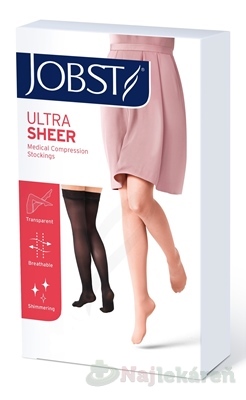Jobst Ultra Sheer kompresívne stehenné pančuchy s lemom s otvorenou špičkou čierne