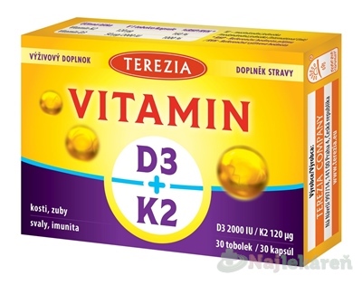 Terezia Vitamín D3 2000 IU a K2 120 μg 30 kapsúl kúpite na Najlekaren.eu