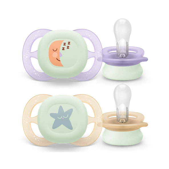 Philips AVENT Cumlík Ultra start s obrázkom nočný dievča 0-2 m 2 ks