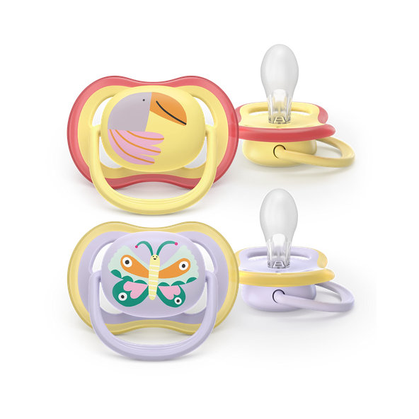 Philips AVENT Cumlík Ultra air s obrázkom 0-6 m fialový/žltý 2ks