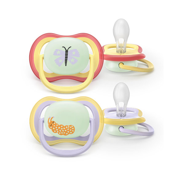 Philips AVENT Cumlík Ultra air s obrázkom nočný 0-6 m fialový/žltý 2ks