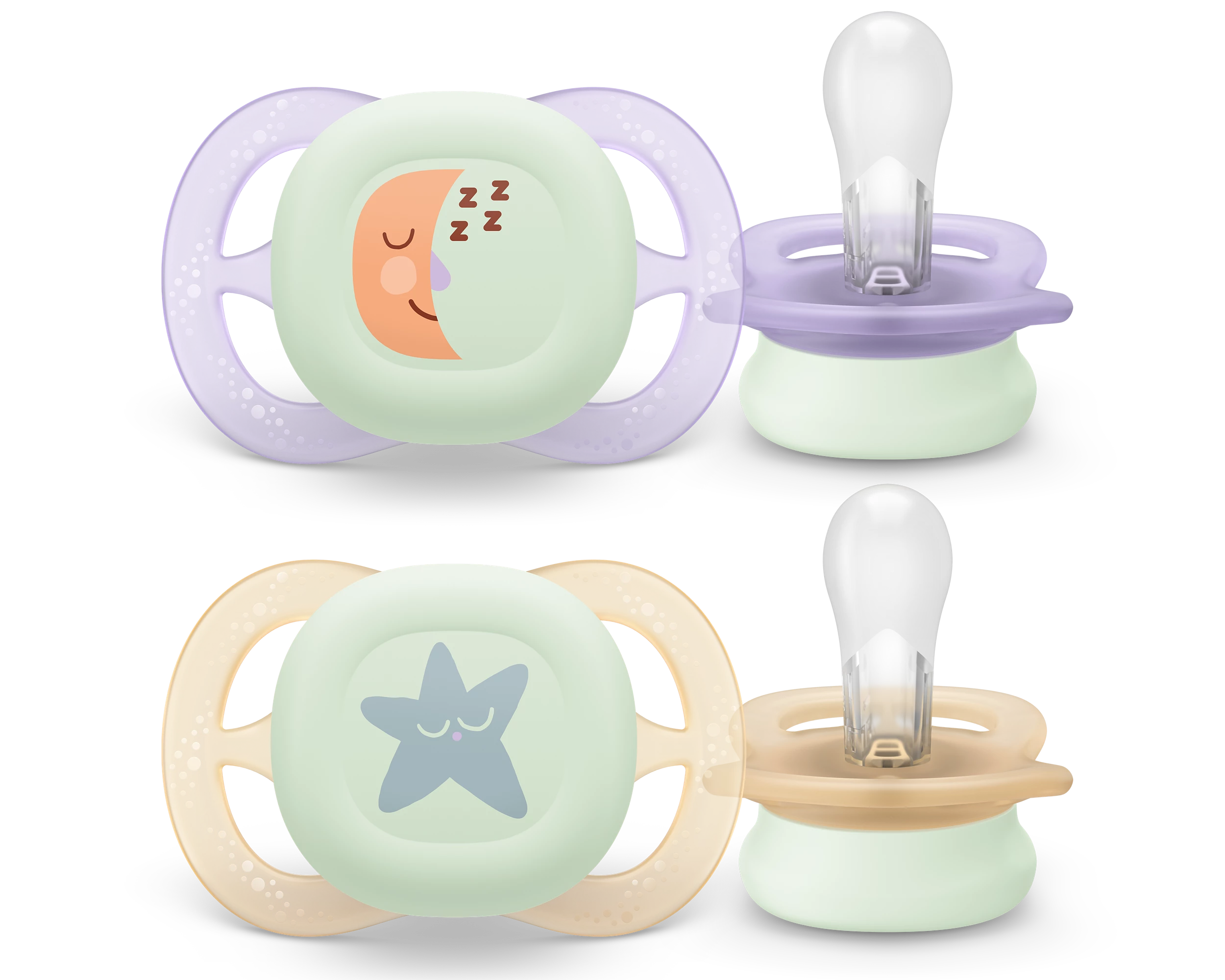 Philips AVENT Cumlík Ultra start s obrázkom nočný dievča 0-2 m 2 ks