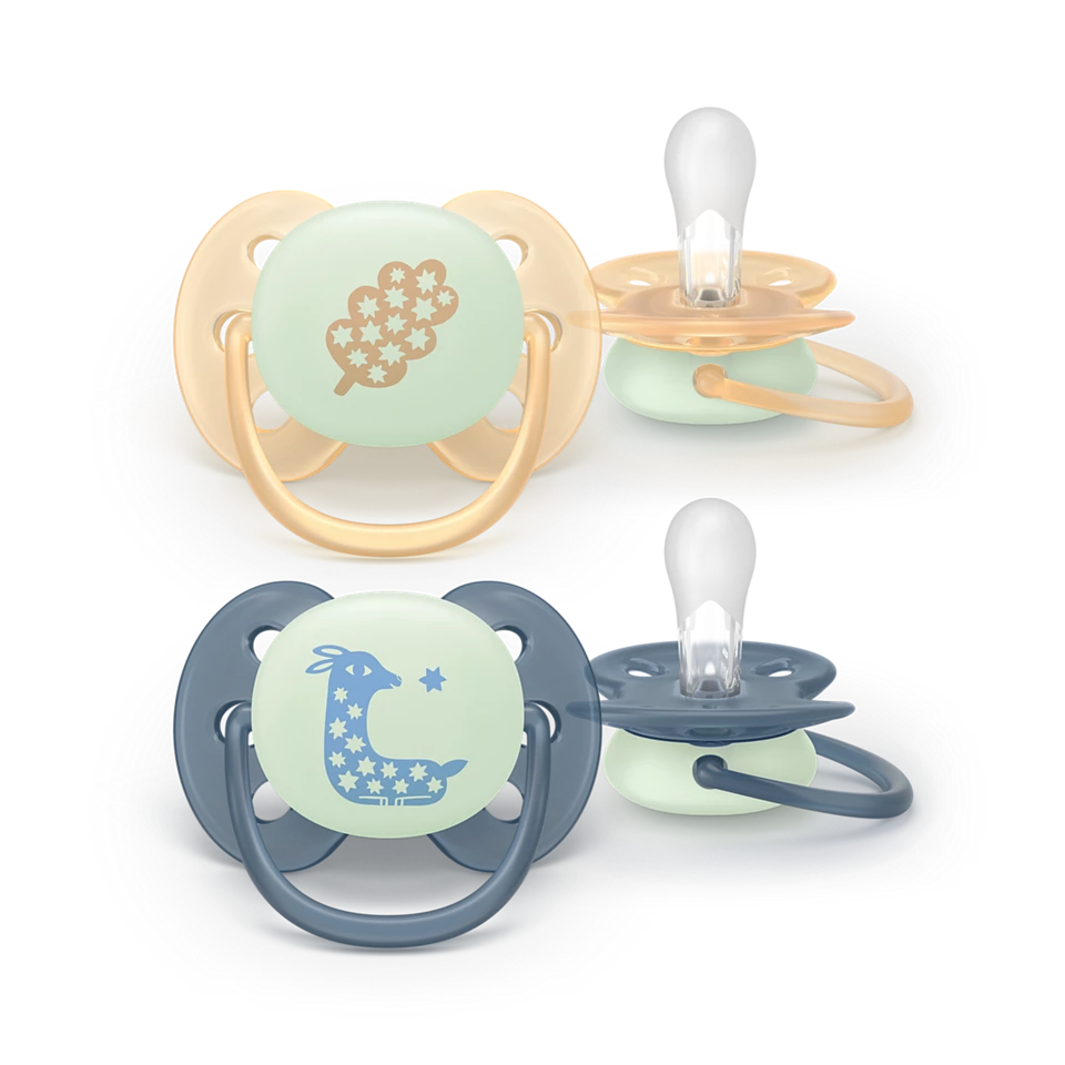 Philips AVENT Cumlík Ultra soft s obrázkom nočný neutral 6-18 m 2 ks