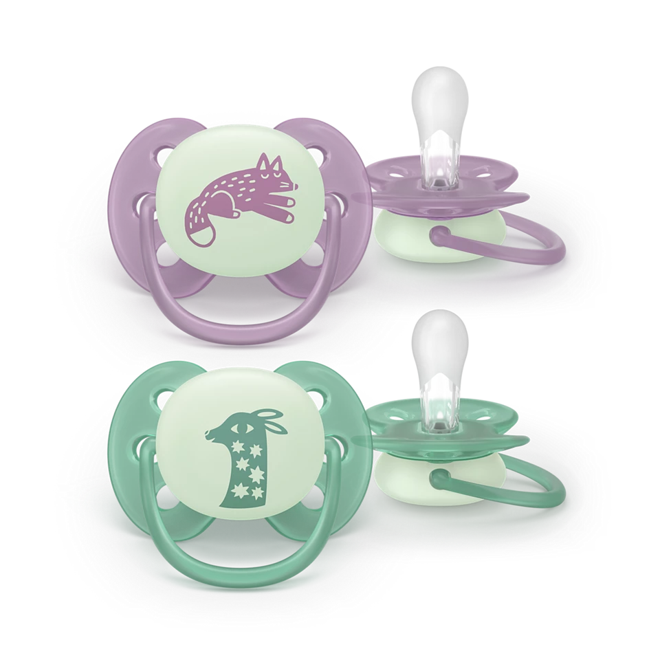 Philips AVENT Cumlík Ultra soft s obrázkom nočný 6-18 m 2 ks
