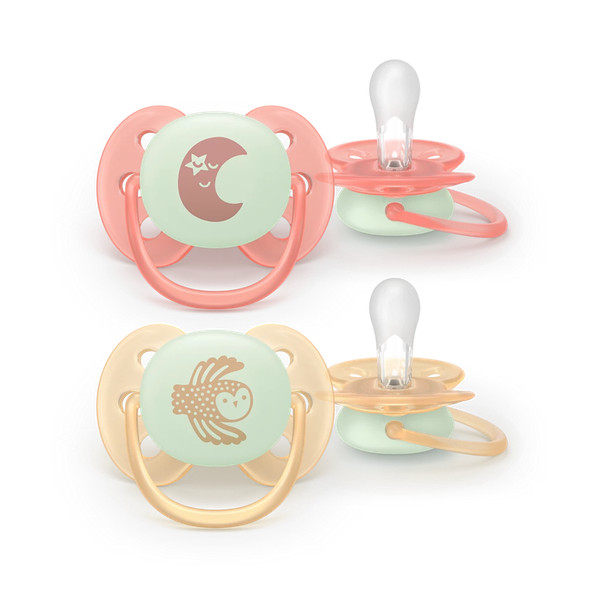 Philips AVENT Cumlík Ultra soft s obrázkom nočný neutral 0-6 m 2 ks