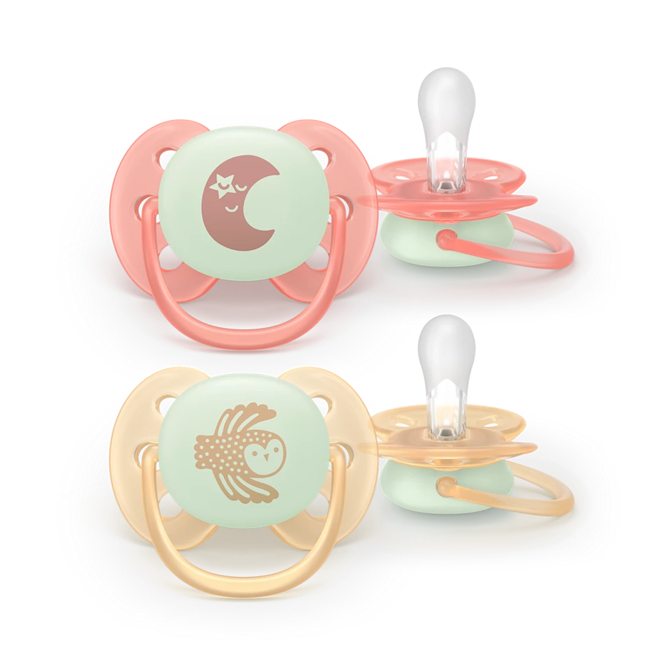Philips AVENT Cumlík Ultra soft s obrázkom nočný neutral 0-6 m 2 ks