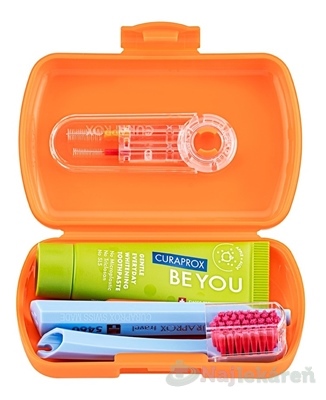 CURAPROX Travel set oranžový dvojdržiak