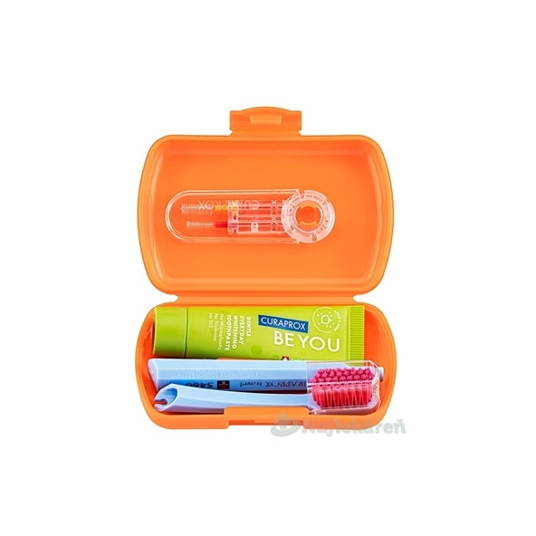 CURAPROX Travel set oranžový dvojdržiak