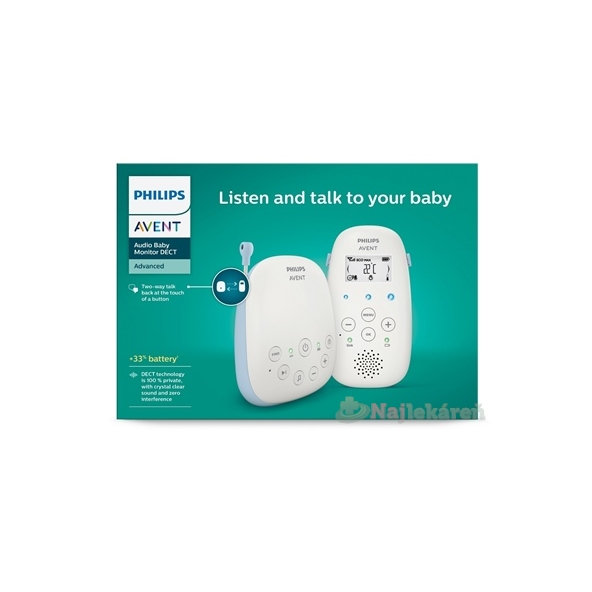 AVENT Pokročilý zvukový detský monitor BABY DECT MONITOR SCD715/52