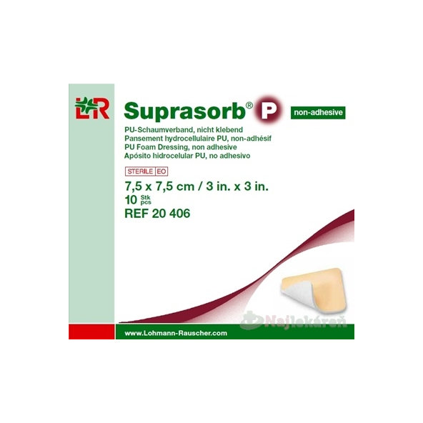 SUPRASORB P PU Krytie na rany nelepiace 7,5x7,5cm 10ks